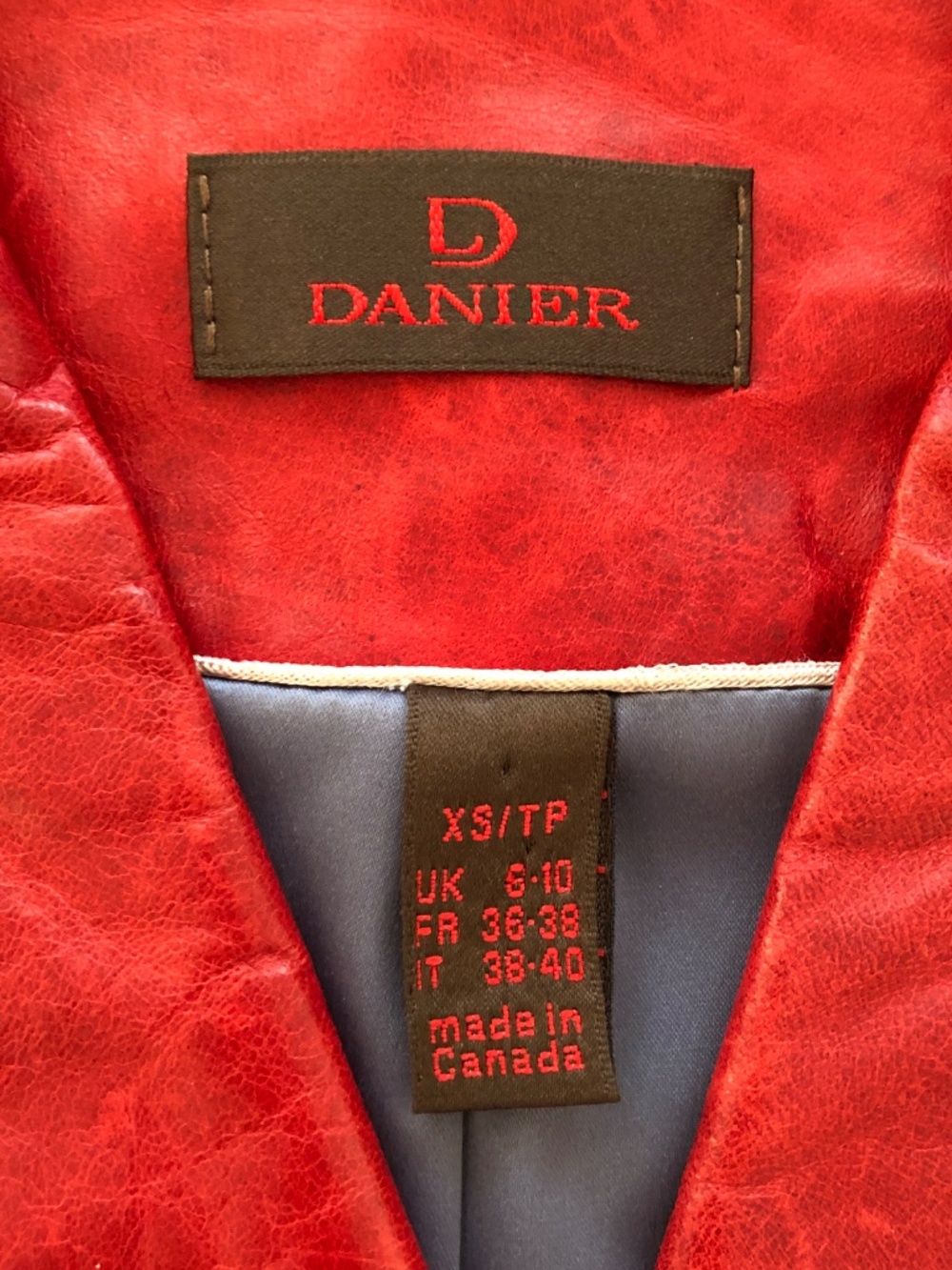 Danier Red Trench Style Leather Coat - Picture 5 of 8